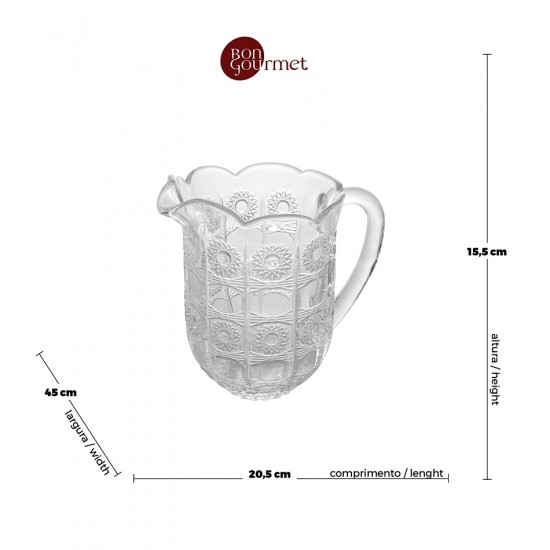 Jogo de Jarra 1,4 Litros Com 6 Taças 226ml Starry em Vidro